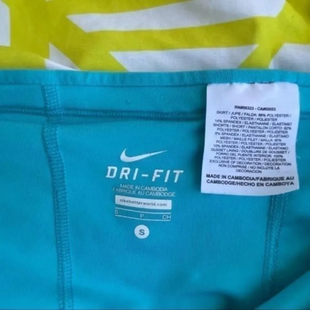Nike dri-fit skort neon yellow turquoise blue